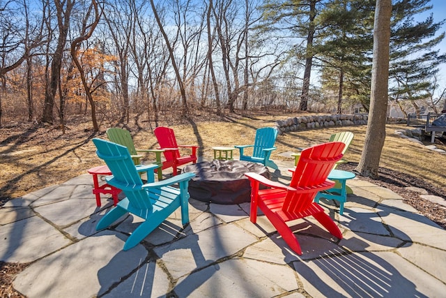 view of patio / terrace with an outdoor fire pit