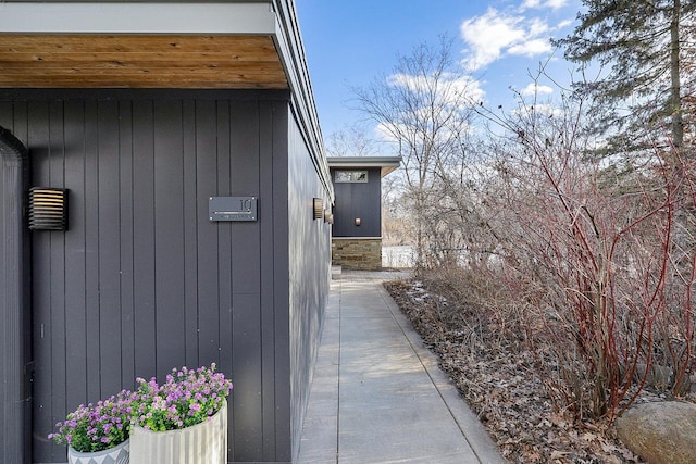 view of home's exterior with stone siding