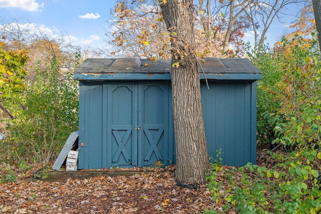 view of shed