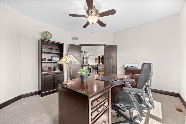 4680 Spruce Way, Medina, MN 55359 - office with ceiling fan, light carpet, and baseboards