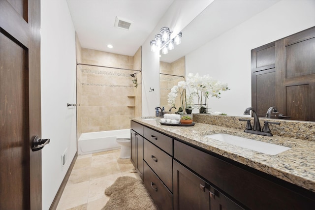 4680 Spruce Way, Medina, MN 55359 - bathroom featuring toilet, bathing tub / shower combination, and double vanity