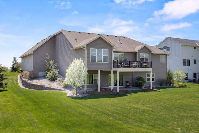 4680 Spruce Way, Medina, MN 55359 - rear view of house featuring a lawn, a patio, and a wooden deck