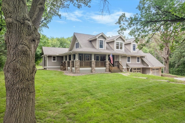6388 Jasmine Ave N, Stillwater, MN 55082 - view of front of house with a porch, a front yard, a garage, and driveway