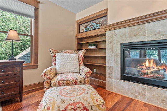 6388 Jasmine Ave N, Stillwater, MN 55082 - living area featuring wood finished floors, plenty of natural light, and a fireplace