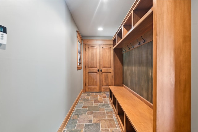 6388 Jasmine Ave N, Stillwater, MN 55082 - mudroom with stone finish flooring and recessed lighting