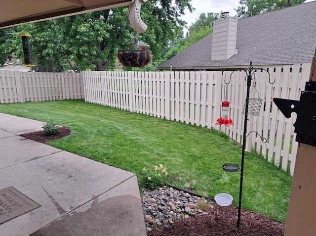 view of yard featuring a fenced backyard