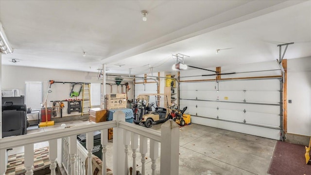 garage with a garage door opener