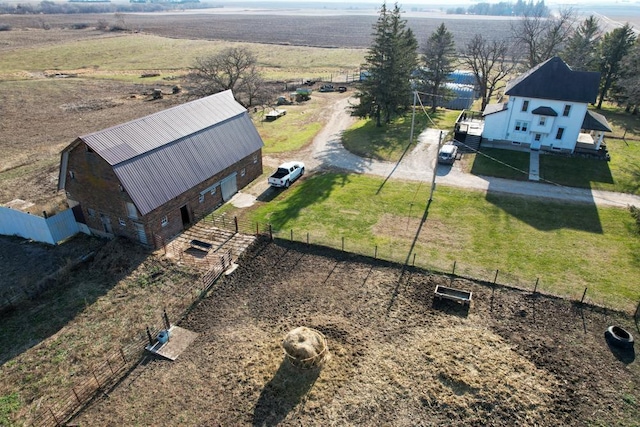 drone / aerial view with a rural view