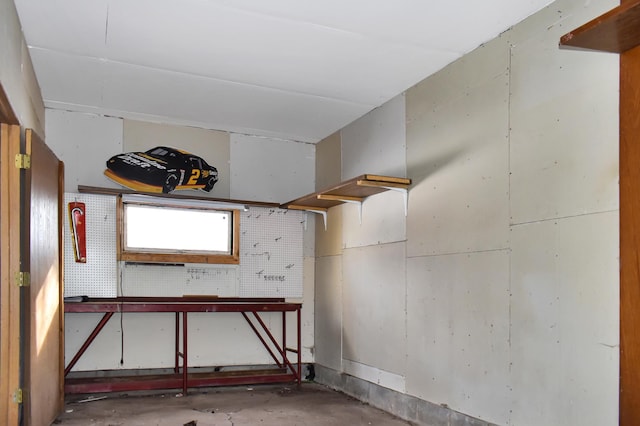 below grade area featuring a workshop area