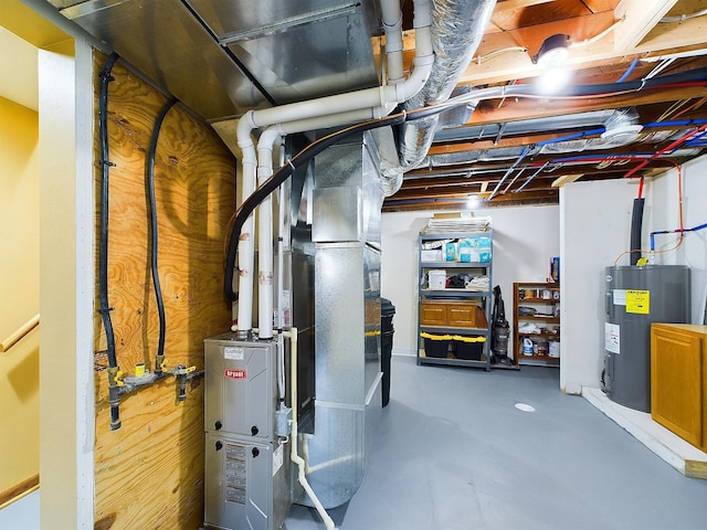 utility room with electric water heater