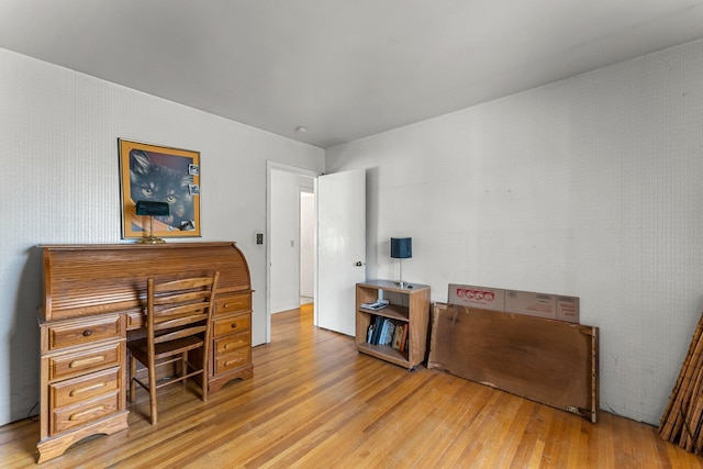 home office featuring wood finished floors