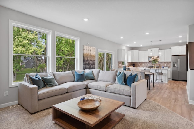 living room featuring light hardwood / wood-style flooring