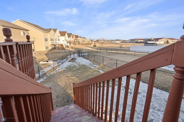 view of yard with fence and a residential view