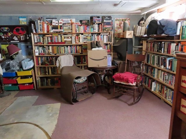 living area with carpet