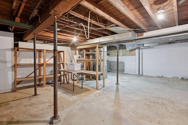 view of unfinished basement