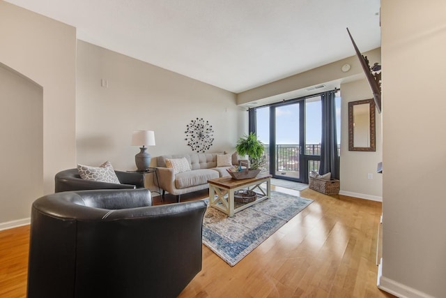 living room with light wood-type flooring