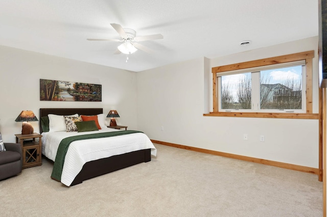 bedroom with carpet floors and ceiling fan