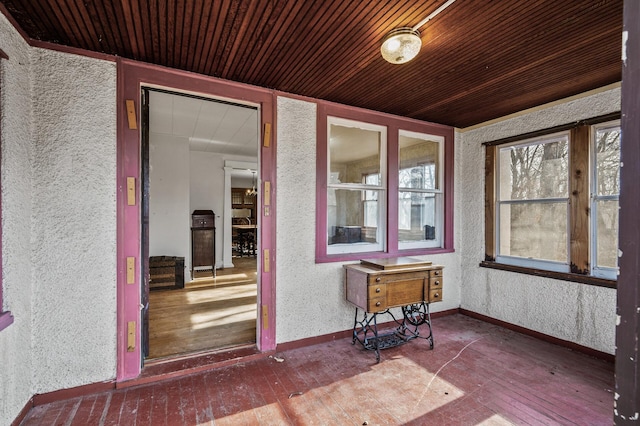 sunroom / solarium with wooden ceiling