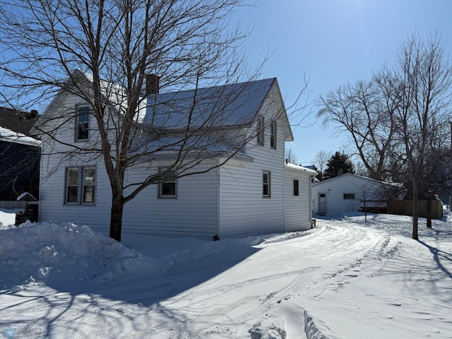 view of snow covered exterior