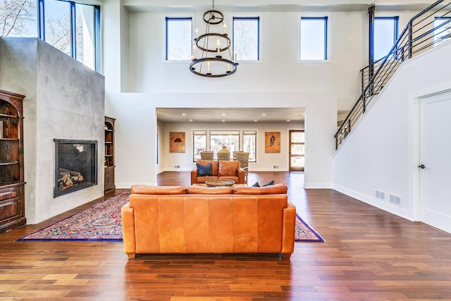 living room featuring a wealth of natural light and wood finished floors