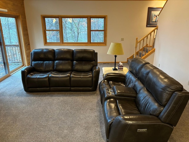 living room with carpet