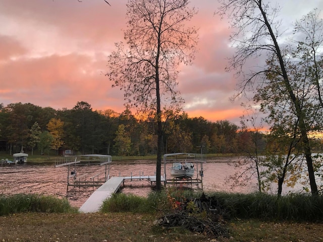 view of community with a water view