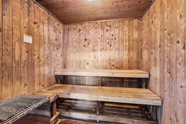 6213 Saint Croix Trl N Unit 102, Oak Park Heights, MN 55082 - sauna / steam room featuring wooden walls and wooden ceiling