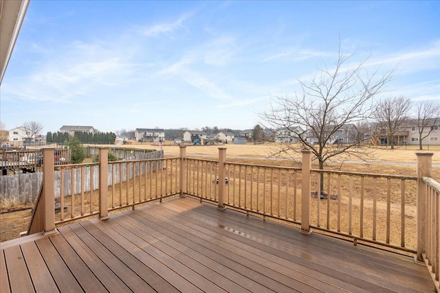 deck with a residential view