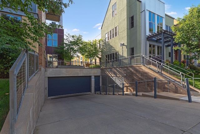 view of building exterior with a garage