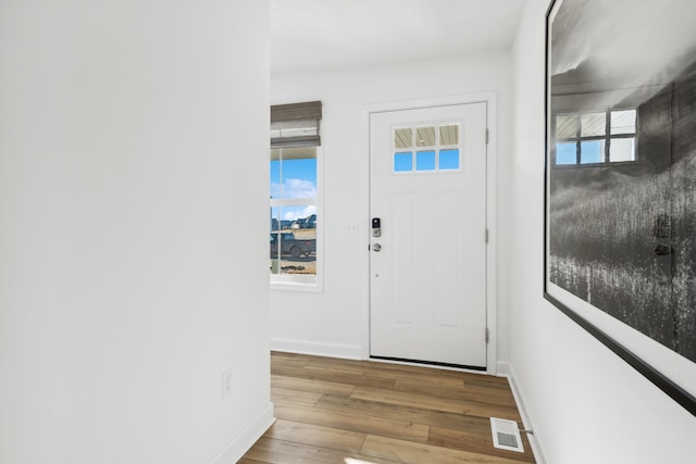 foyer with hardwood / wood-style flooring