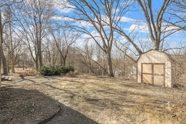 view of yard with an outdoor structure and a storage unit