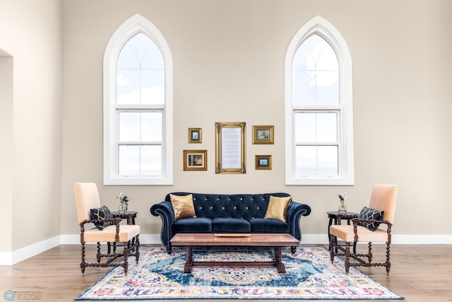 living room featuring baseboards and wood finished floors