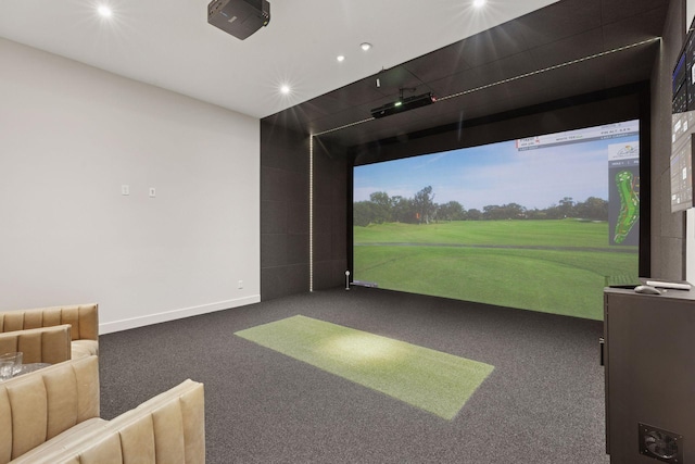 5455 Rolling Hills Pkwy, Victoria, MN 55318 - game room featuring golf simulator, carpet flooring, recessed lighting, and baseboards