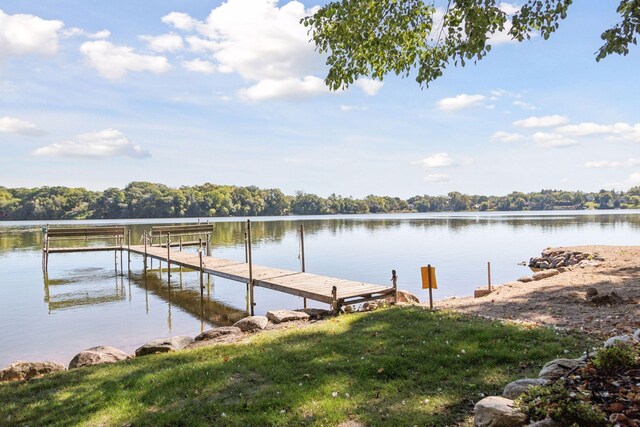 dock area featuring a water view
