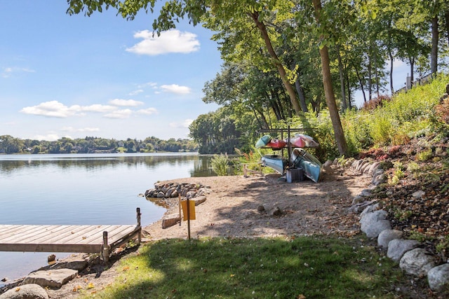 view of dock featuring a water view