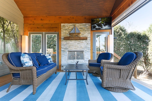 221 George St, Excelsior, MN 55331 - view of patio / terrace featuring an outdoor living space with a fireplace