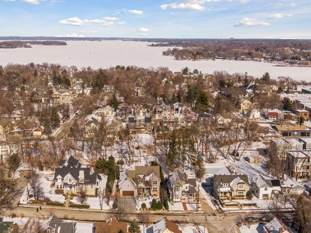 221 George St, Excelsior, MN 55331 - aerial view of property and surrounding area with nearby suburban area and a nearby body of water