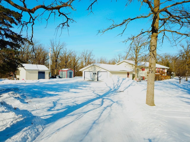 exterior space with an outbuilding and a shed