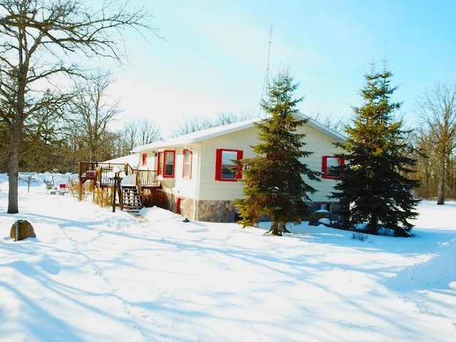 view of snow covered exterior