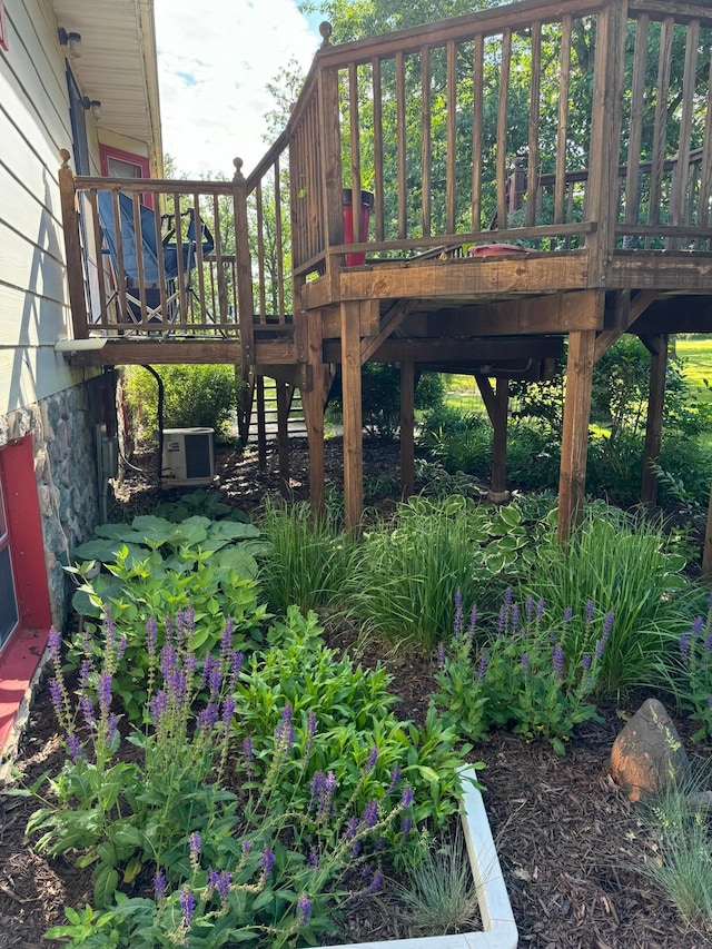 view of yard with a wooden deck