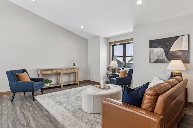 living area with hardwood / wood-style flooring