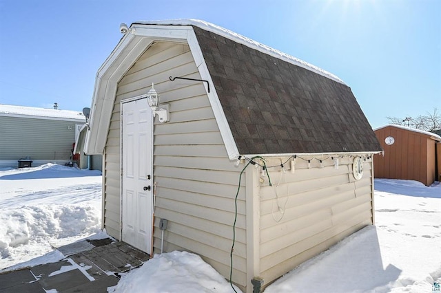 view of snow covered structure