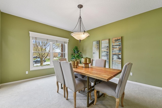 dining room featuring baseboards and carpet