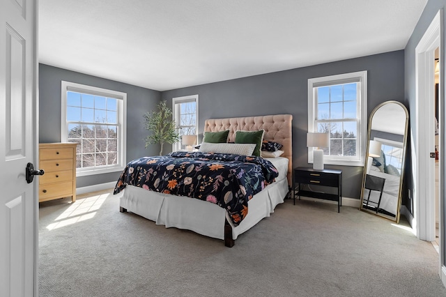 bedroom with baseboards and carpet flooring