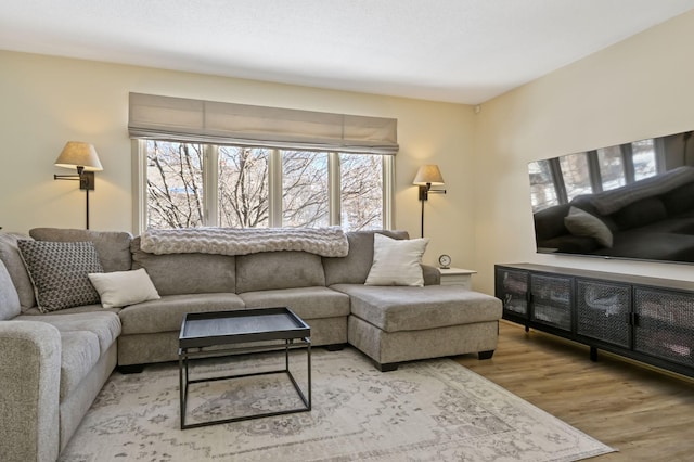 living area with light wood finished floors