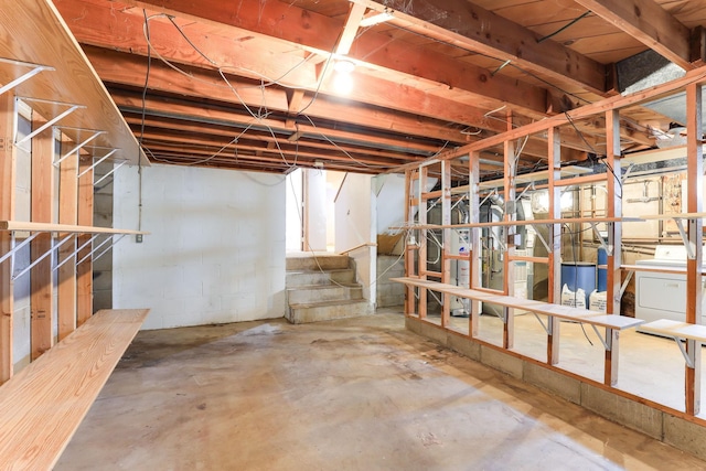 basement with washer / clothes dryer