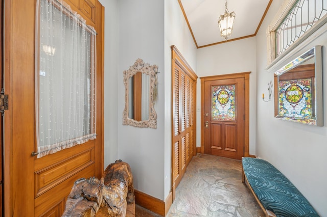 foyer entrance with ornamental molding