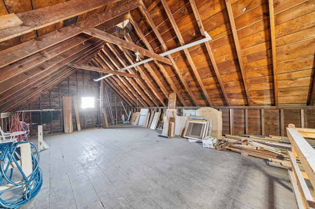 view of unfinished attic