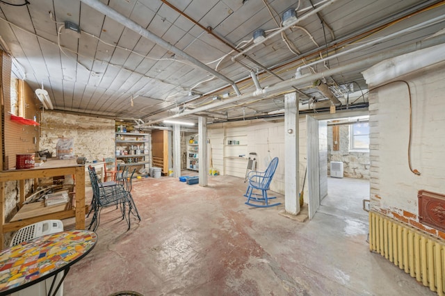 basement featuring a workshop area