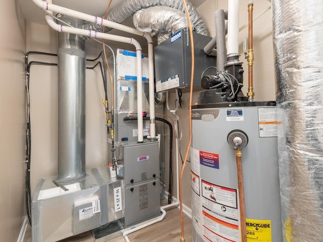 utility room with gas water heater